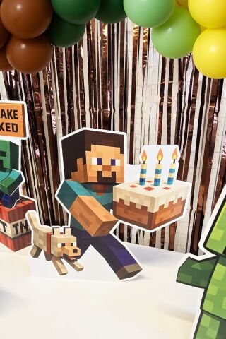 Minecraft Ayaklı Pano Seti Doğum Günü Masa Üstü Panolar