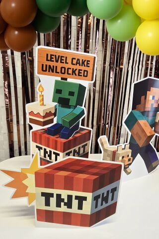 Minecraft Ayaklı Pano Seti Doğum Günü Masa Üstü Panolar