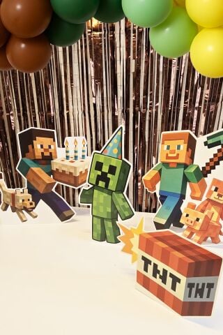 Minecraft Ayaklı Pano Seti Doğum Günü Masa Üstü Panolar