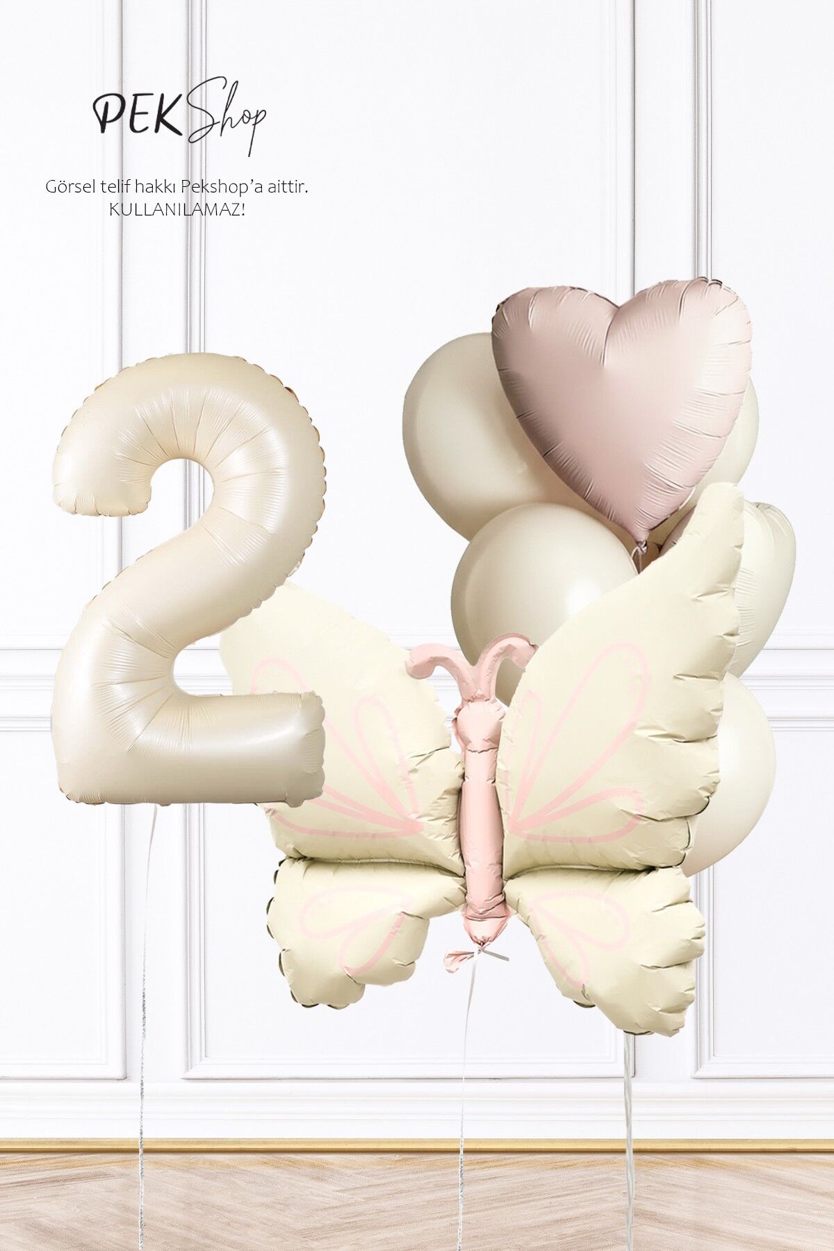 Retro Krem Kelebek Tema Doğum Günü Balon Zinciri Yaş Balonlu Balon Set250 2