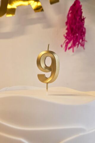 9 Yaş Gold Mum Rakam Pasta Mumu Yaş Mum Gold Renk