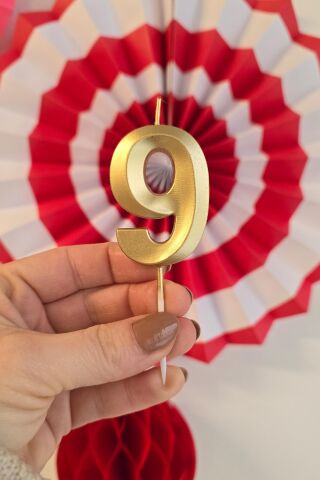 9 Yaş Gold Mum Rakam Pasta Mumu Yaş Mum Gold Renk