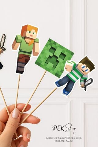 Minecraft Kürdan Süsleri Lüks Büyük Boy 10lu Paket