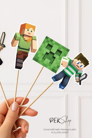 Minecraft Kürdan Süsleri Lüks Büyük Boy 10lu Paket