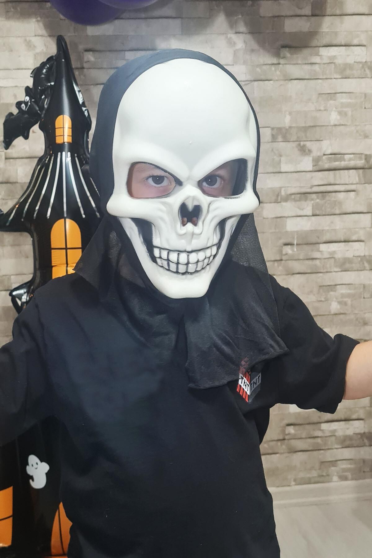 Kuru Kafa Maskesi Cadılar Bayramı Halloween Maskesi Korkunç İskelet Kurukafa Tüllü Maske