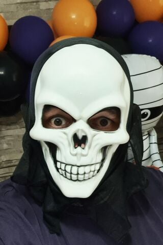 Kuru Kafa Maskesi Cadılar Bayramı Halloween Maskesi Korkunç İskelet Kurukafa Tüllü Maske