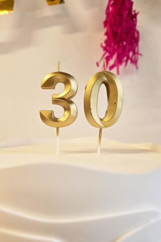 30 Yaş Gold Mum Rakam Pasta Mumu Yaş Mum Gold Renk