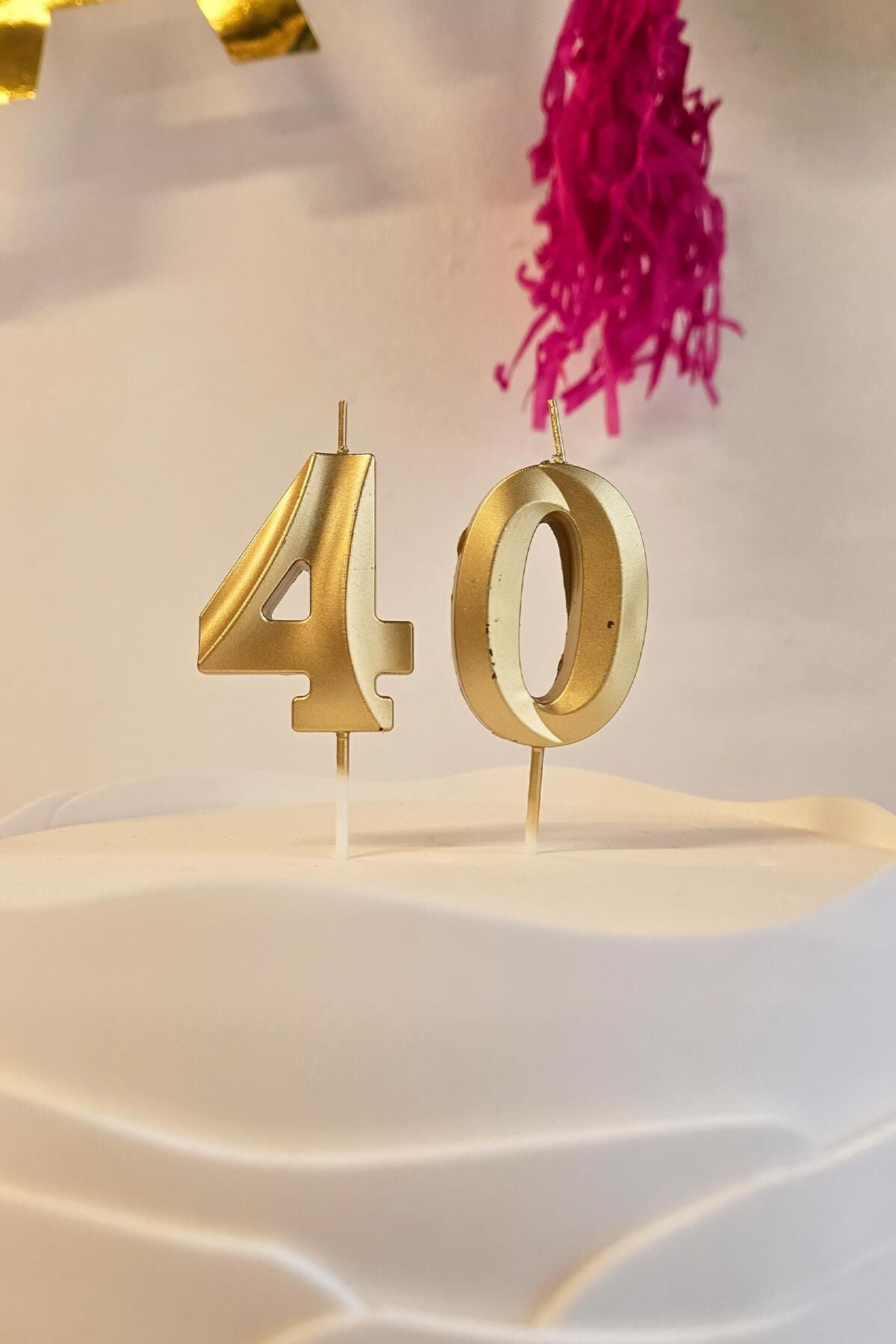 40 Yaş Gold Mum Rakam Pasta Mumu Yaş Mum Gold Renk