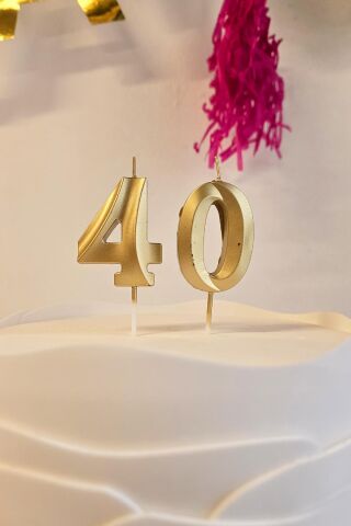 40 Yaş Gold Mum Rakam Pasta Mumu Yaş Mum Gold Renk