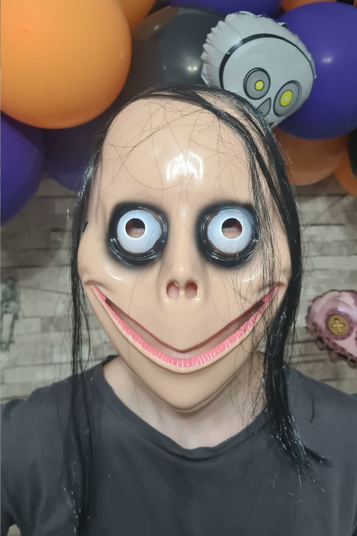 Ürkütücü Saçlı Momo Maskesi Cadılar Bayramı Halloween Maskesi Korkunç Momo Maske