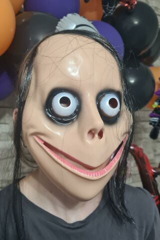Ürkütücü Saçlı Momo Maskesi Cadılar Bayramı Halloween Maskesi Korkunç Momo Maske