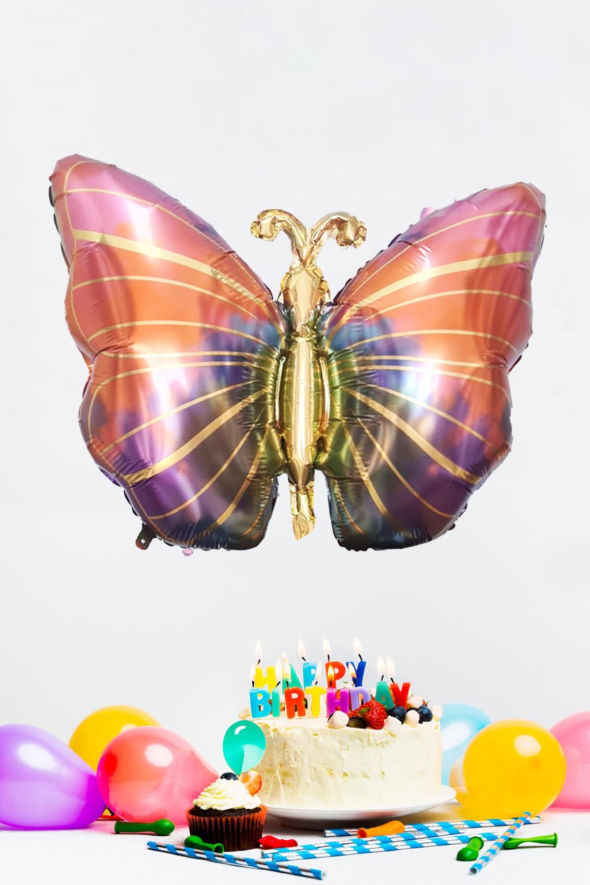 Kelebek Folyo Balon Renkli Kelebek Şekilli Balon