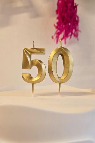 50 Yaş Gold Mum Rakam Pasta Mumu Yaş Mum Gold Renk