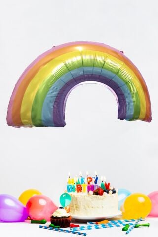 Gökkuşağı Şekilli Renkli Folyo Balon Gökkuşağı Temalı Balon