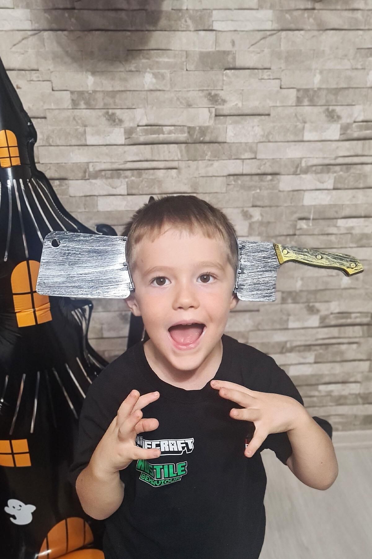 Satır Şeklinde Şaka Tacı Halloween Aksesuarları Kafaya Geçirilen Kanlı Satır Şaka Tacı Lüks 1. Kalite