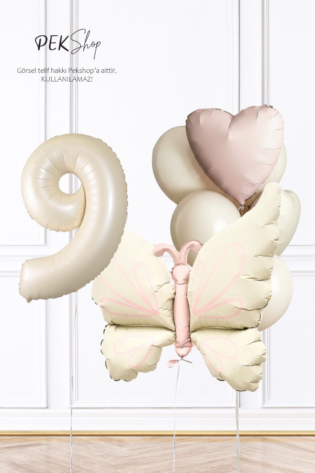 Retro Krem Kelebek Tema Doğum Günü Balon Zinciri Yaş Balonlu Balon Set250 9