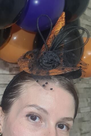 Cadılar Bayramı Tacı Turuncu Şapkalı Çiçekli Halloween Saç Aksesuarı Taç