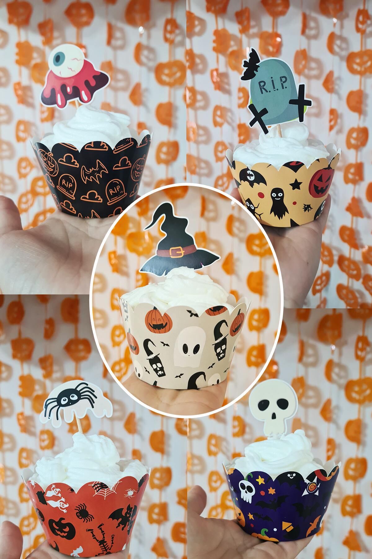 Cadılar Bayramı Konsepti Cupcake Sargısı 10'lu