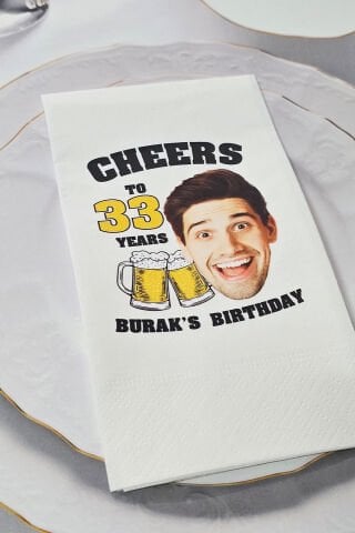 Fotoğraflı Yaş Detaylı Beer Konsept Baskılı Peçete