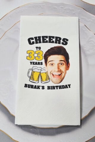 Fotoğraflı Yaş Detaylı Beer Konsept Baskılı Peçete
