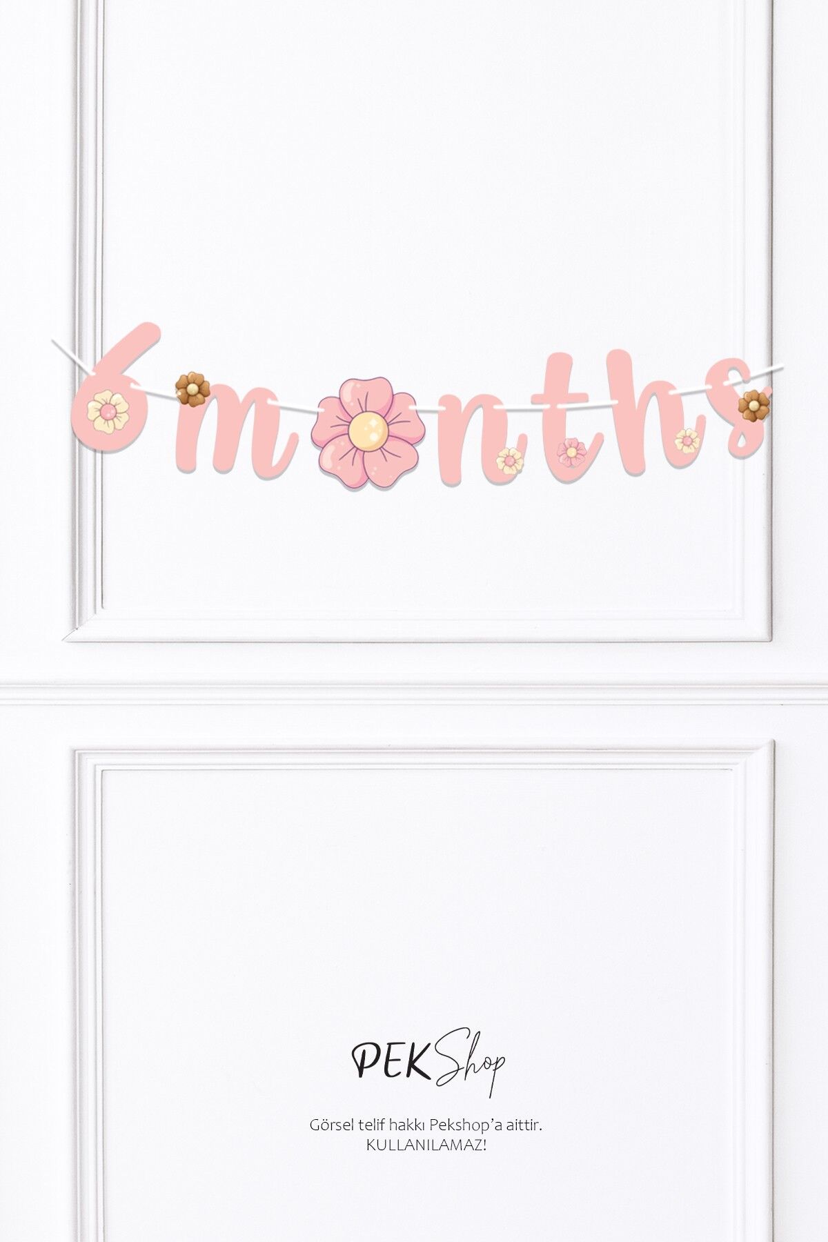 Bohem Çiçekler 6 Months Banner Duvar Süsü 6 Aylık Yarım Yaş Parti Süsleri