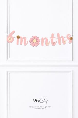 Bohem Çiçekler 6 Months Banner Duvar Süsü 6 Aylık Yarım Yaş Parti Süsleri