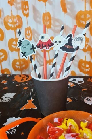 Cadılar Bayramı Pipet Süsleri MODEL 2 Lüks Büyük Boy Parti Pipeti 10lu Paket