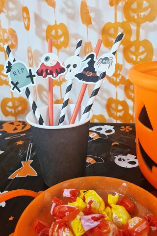 Cadılar Bayramı Pipet Süsleri MODEL 2 Lüks Büyük Boy Parti Pipeti 10lu Paket