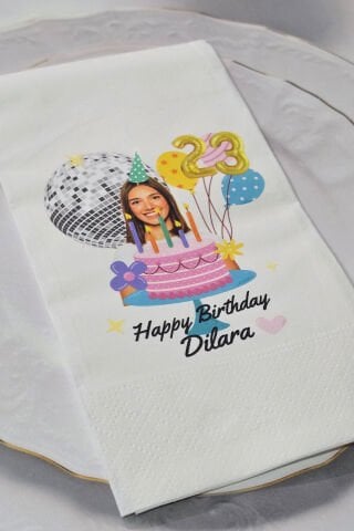 Fotoğraflı Yaş Detaylı Disko Konsept Baskılı Peçete