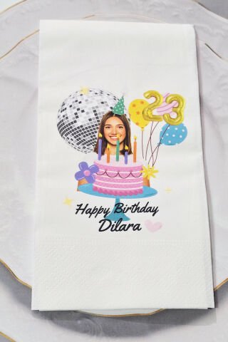 Fotoğraflı Yaş Detaylı Disko Konsept Baskılı Peçete