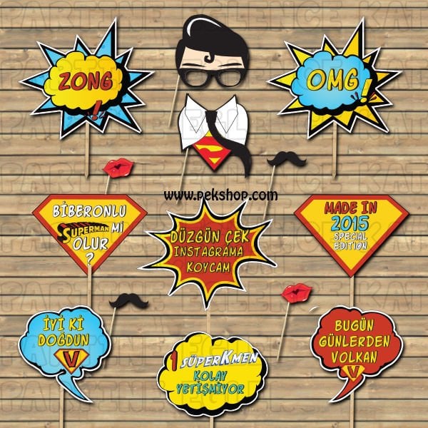 Supermen Konsept Konuşma Balonları Seti