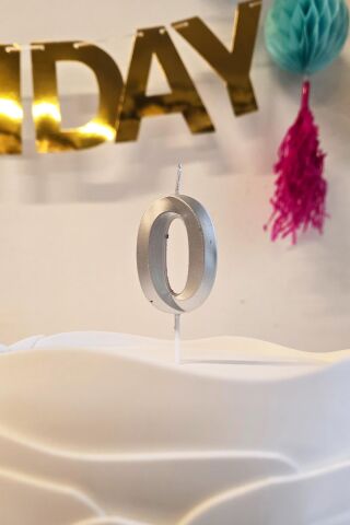 0 Gümüş Mum Rakam Pasta Mumu Gümüş Renk