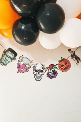 Cadılar Bayramı Korkunç Figürler Banner Özel Üretim Halloween Süsleri İpli Banner