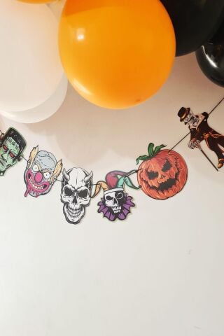 Cadılar Bayramı Korkunç Figürler Banner Özel Üretim Halloween Süsleri İpli Banner