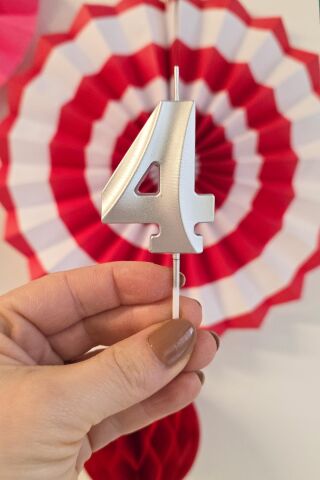 40 Yaş Gümüş Mum Rakam Pasta Mumu Yaş Mum Gümüş Renk