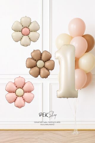 Bohem Papatya Tema Doğum Günü Balon Seti Bohem Papatyalar ve Yaş Balonlu Retro Balon Seti