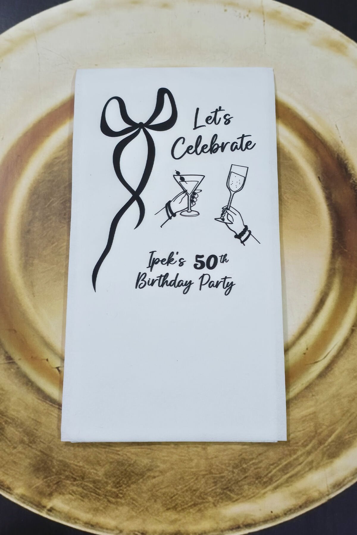 Siyah Fiyonk Konsept Baskılı Peçete