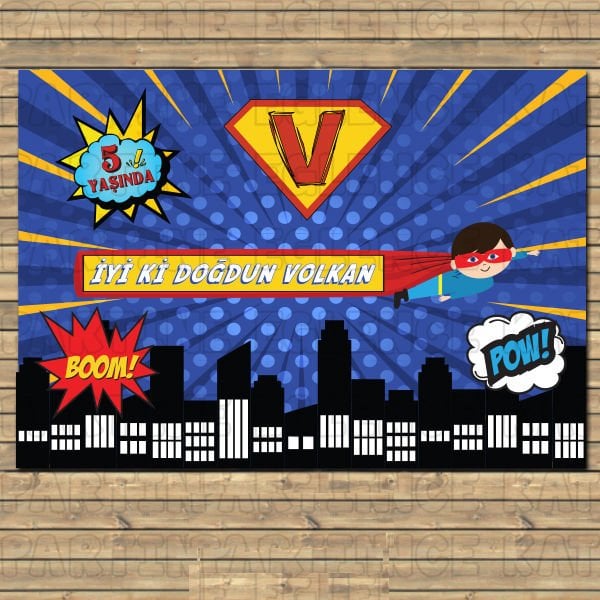 Supermen Konsept Doğum Günü Afişi