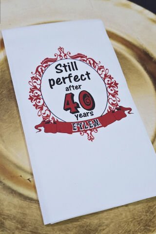 Kırmızı Zarif Konsept Baskılı Peçete