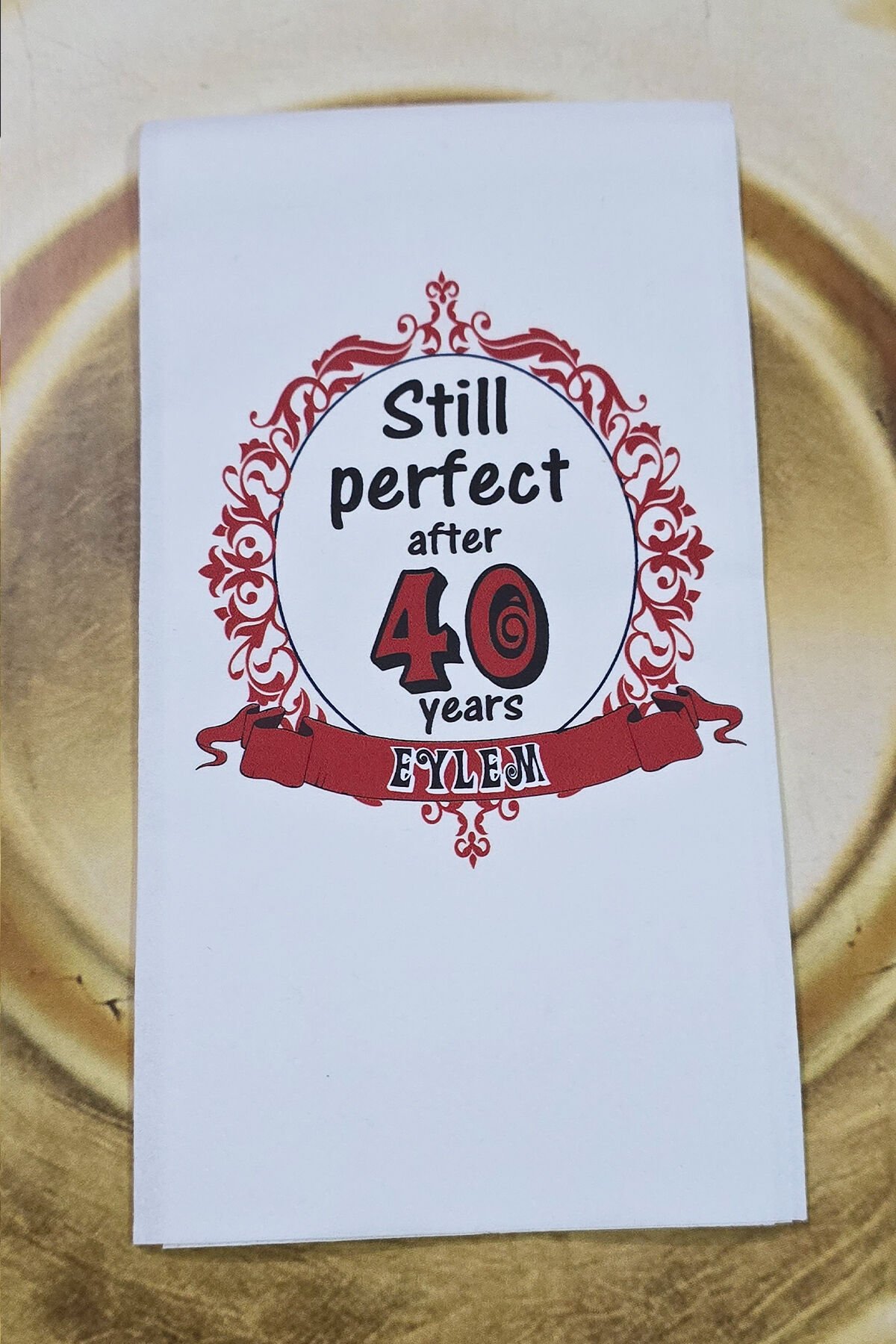 Kırmızı Zarif Konsept Baskılı Peçete