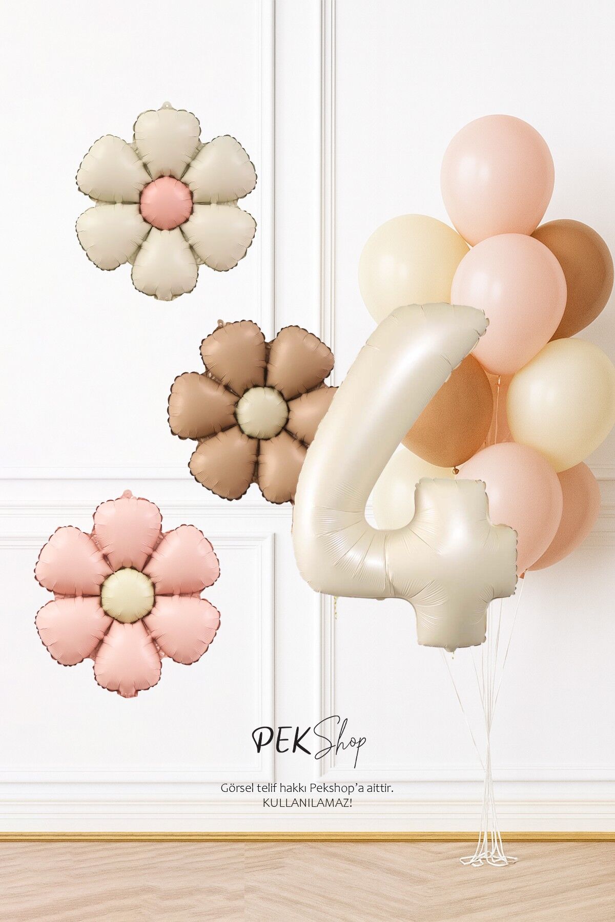 Bohem Papatya Tema Doğum Günü Balon Seti Bohem Papatyalar ve Yaş Balonlu Retro Balon Seti 4