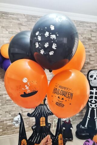 Cadılar Bayramı Balonları 10lu Paket Halloween Baskılı Balonlar