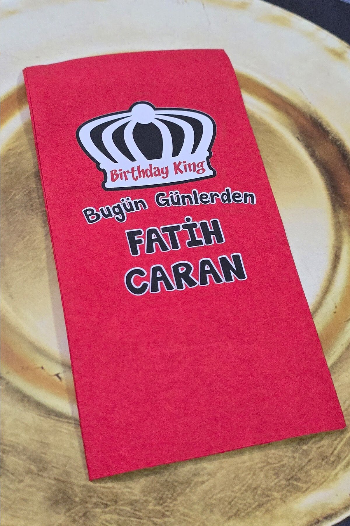 Birthday King Konsept Kırmızı Baskılı Peçete