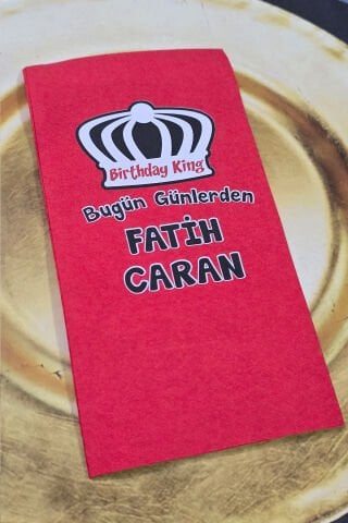 Birthday King Konsept Kırmızı Baskılı Peçete