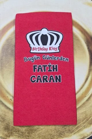 Birthday King Konsept Kırmızı Baskılı Peçete