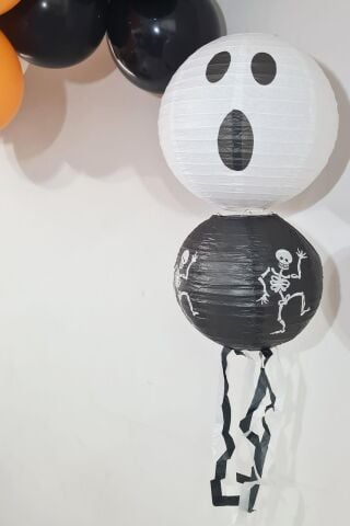 Cadılar Bayramı Fener Süsleri Tavan Süsü İkili Halloween Kağıt Fener Süsler Hayalet İskelet