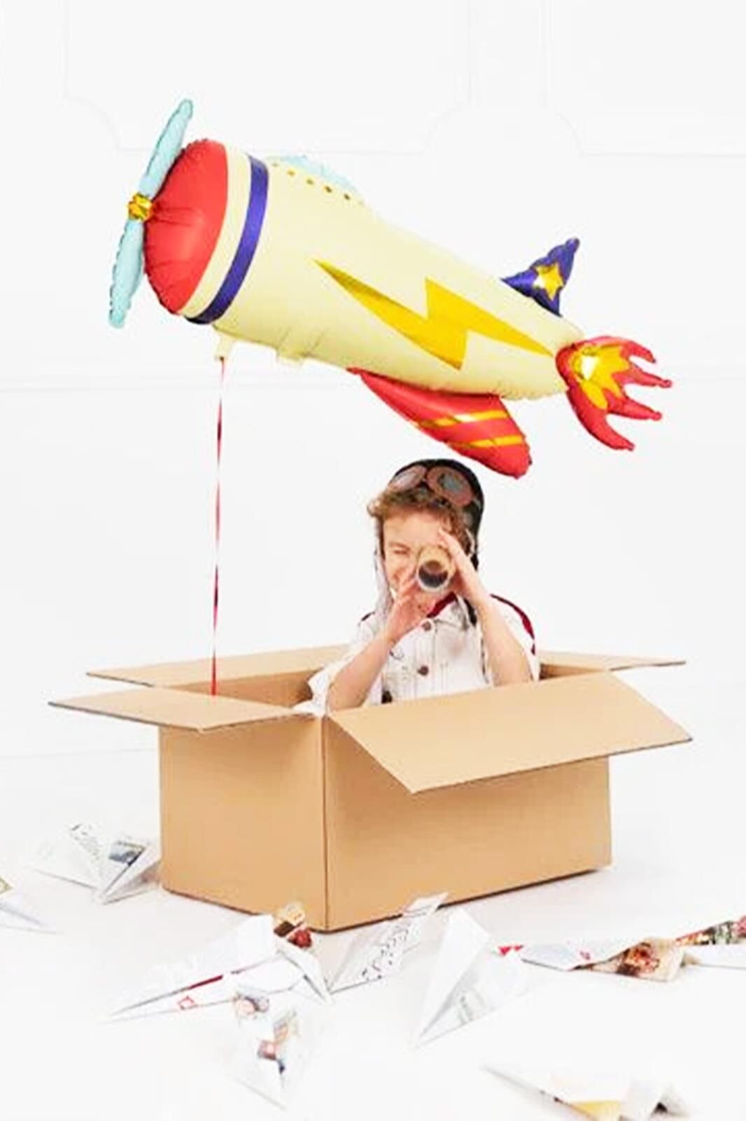 Retro Uçak Folyo Balon Doğum Günü Model Uçak Balon 107cm