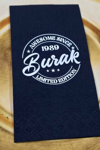 Limited Edition Konsept Baskılı Siyah Peçete