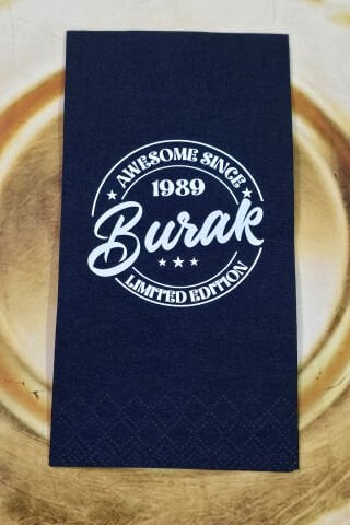 Limited Edition Konsept Baskılı Siyah Peçete
