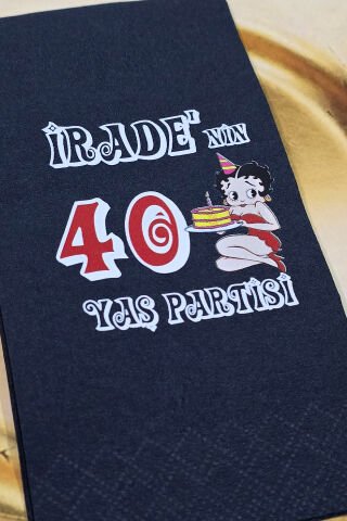 Betty Boop Konsept Baskılı Siyah Peçete